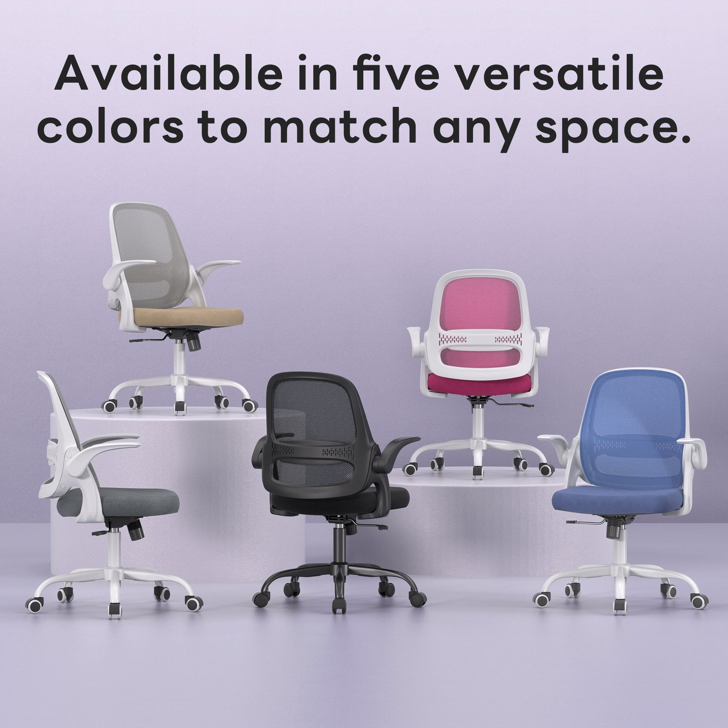 TMV Ergonomic Office Chair, Mesh Computer Chair with Wide Seat & Arms - Rolling Desk Chair, Black