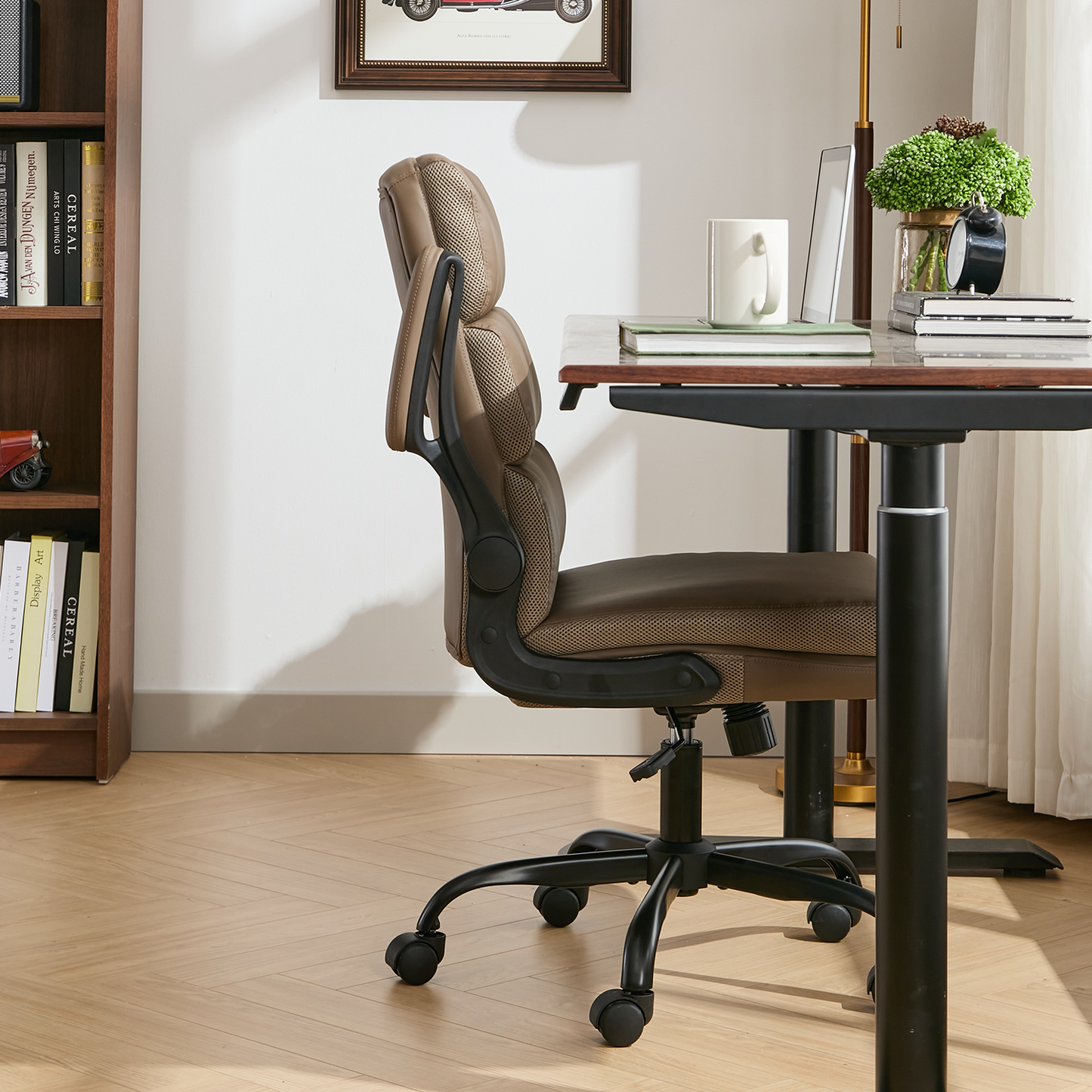 TMV Ergonomic High Back Gaming Chair - Adjustable Desk Office Chair with Lumbar Support, Perfect as Computer Desk Chair, Tan