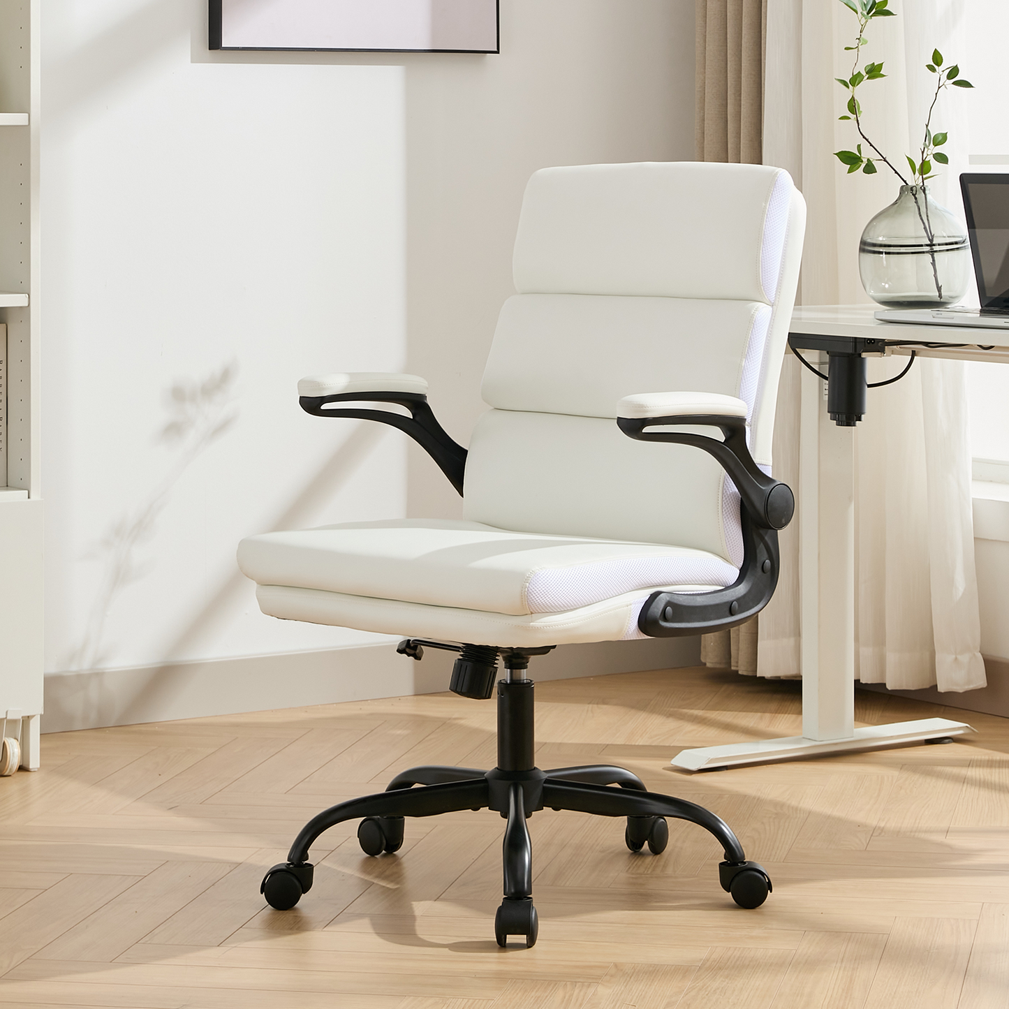 TMV Ergonomic High Back Gaming Chair - Adjustable Desk Office Chair with Lumbar Support, Perfect as Computer Desk Chair,White