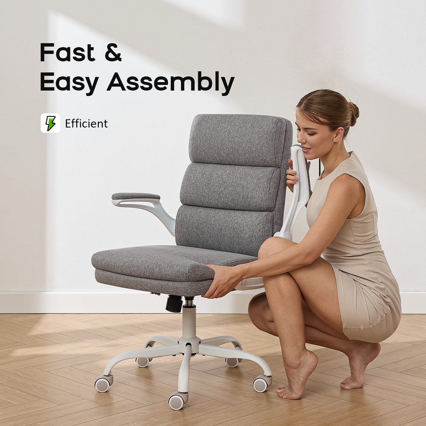 TMV Home Office Chair,Ergonomic Desk Chair with Lumbar Support,Executive Chair for Work from Home–Adjustable Height,Cement Gray