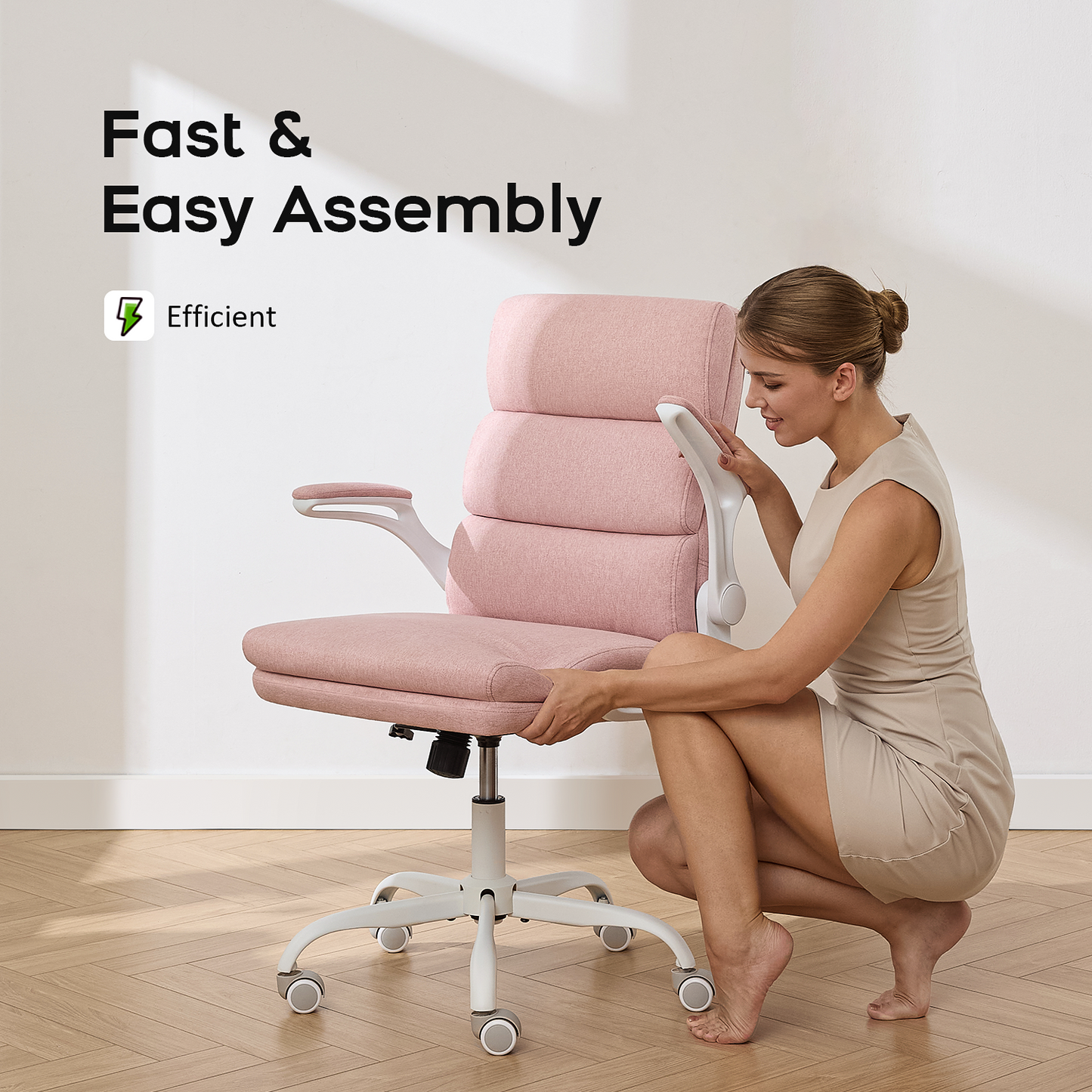 TMV Home Office Chair,Ergonomic Desk Chair with Lumbar Support,Executive Chair for Work from Home–Adjustable Height,Pink