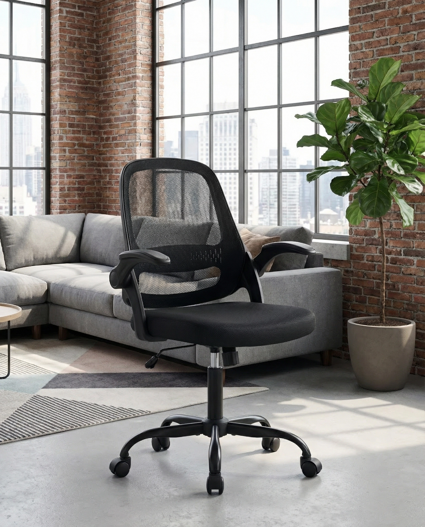 TMV Ergonomic Office Chair, Mesh Computer Chair with Wide Seat & Arms - Rolling Desk Chair, Black