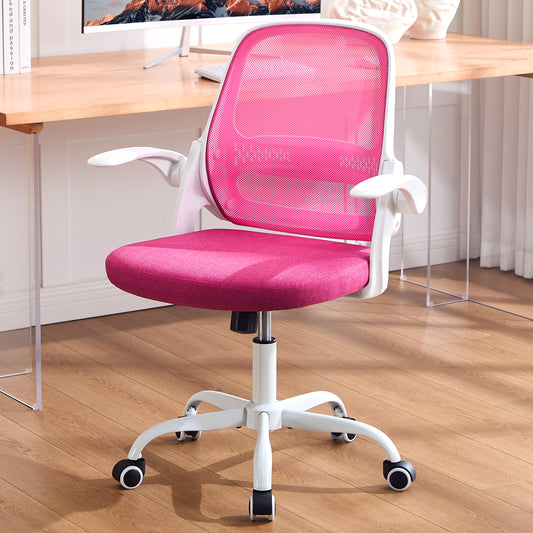 TMV Ergonomic Office Chair, Mesh Computer Chair with Wide Seat & Arms - Rolling Desk Chair, Red
