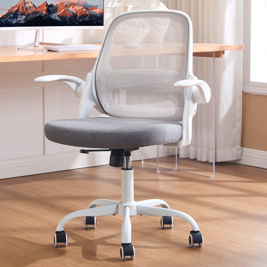 TMV Ergonomic Office Chair, Mesh Computer Chair with Wide Seat & Arms - Rolling Desk Chair, Gray