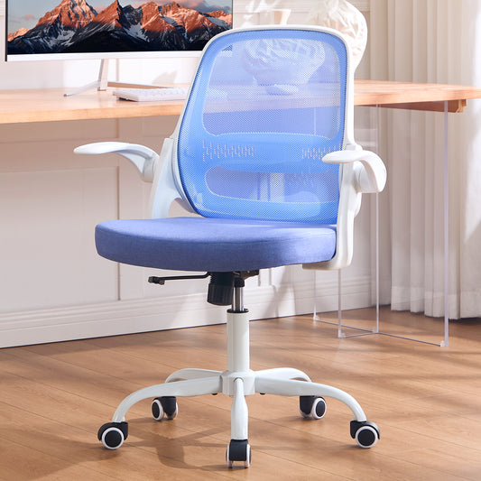 TMV Ergonomic Office Chair, Mesh Computer Chair with Wide Seat & Arms - Rolling Desk Chair, Blue