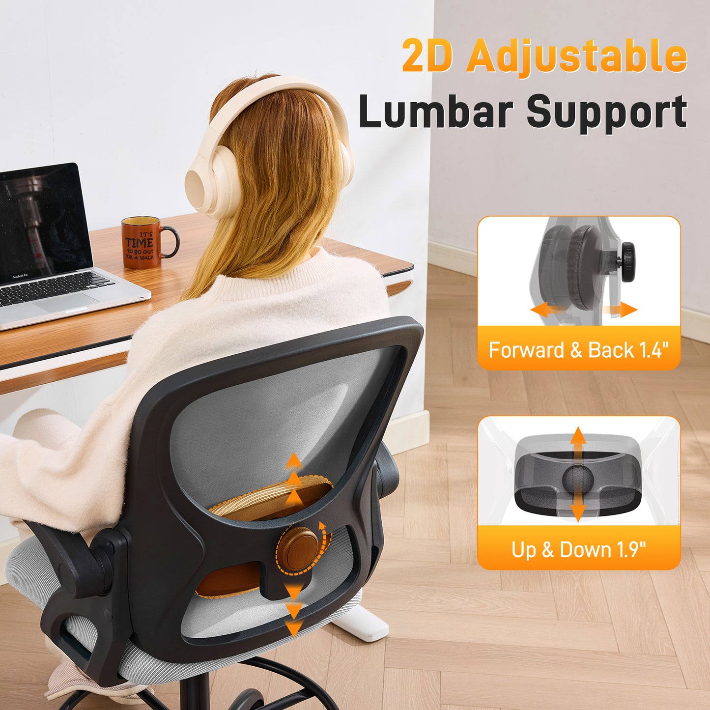 TMV Drafting Chairs Adjustable Height Desk Chair, Ergonomic Office Chair with Foot Rest, Computer Chair,Black-Gray