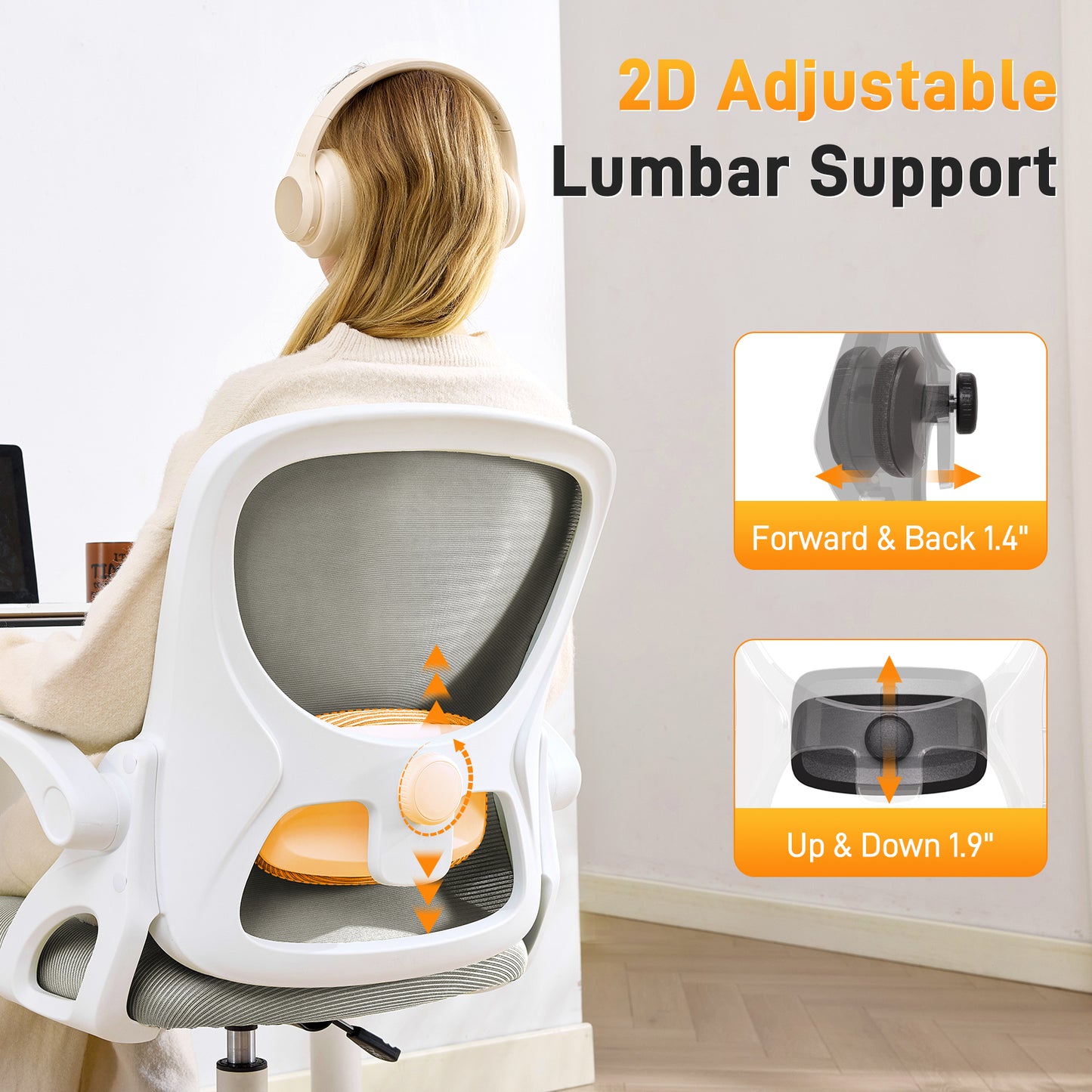 TMV Drafting Chairs Adjustable Height Desk Chair, Ergonomic Office Chair with Foot Rest, Computer Chair,White-Gray