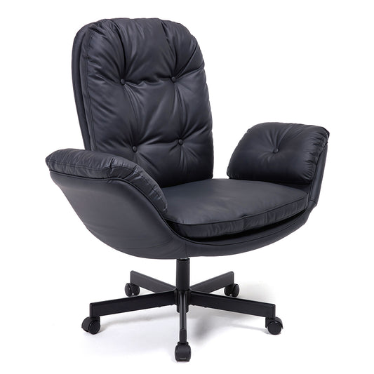 TMV Vanity Chair with Foldable Arms, Criss Cross Design Office Desk Chair - Standard Size Swivel Computer Chair with Wheels,Black