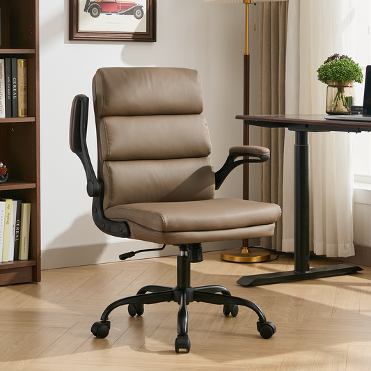 TMV Ergonomic High Back Gaming Chair - Adjustable Desk Office Chair with Lumbar Support, Perfect as Computer Desk Chair with Foot Rest Ring, Tan