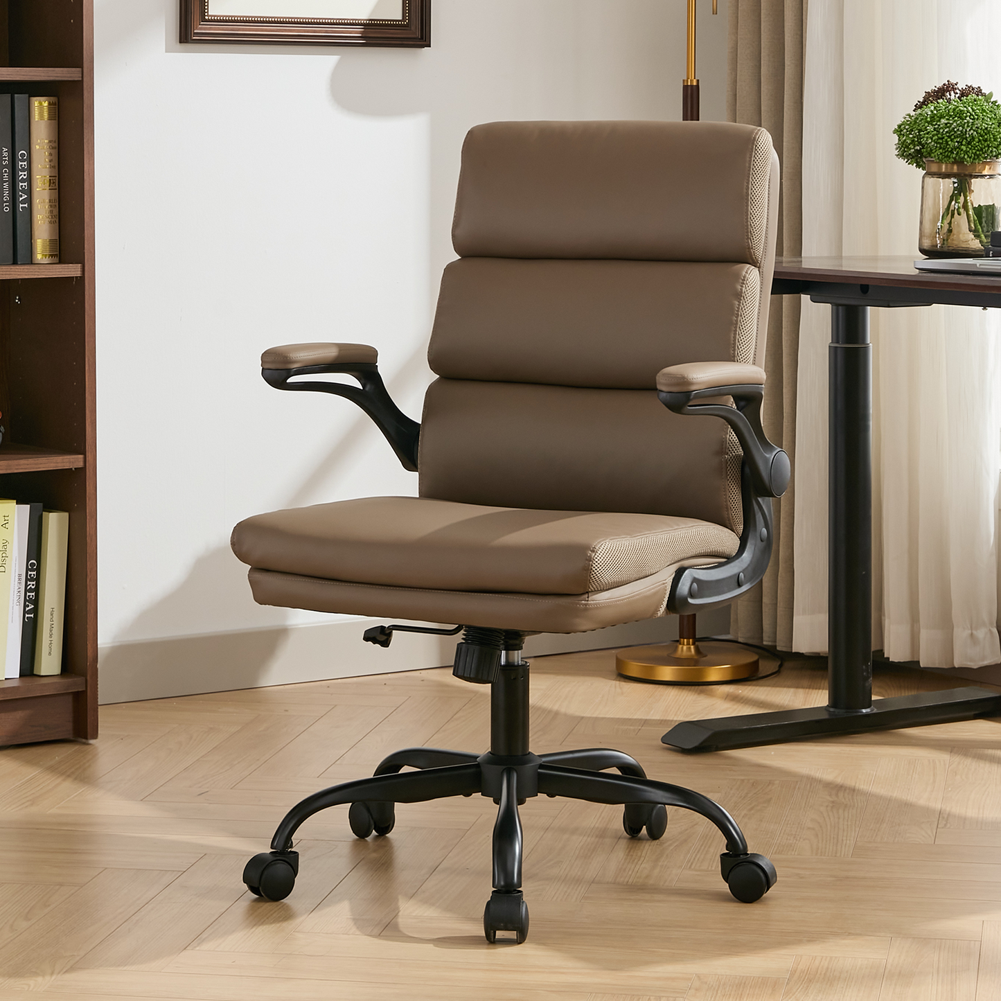 TMV Ergonomic High Back Gaming Chair - Adjustable Desk Office Chair with Lumbar Support, Perfect as Computer Desk Chair, Tan