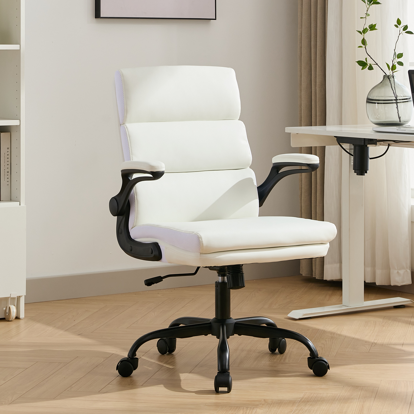 TMV Ergonomic High Back Gaming Chair - Adjustable Desk Office Chair with Lumbar Support, Perfect as Computer Desk Chair，White