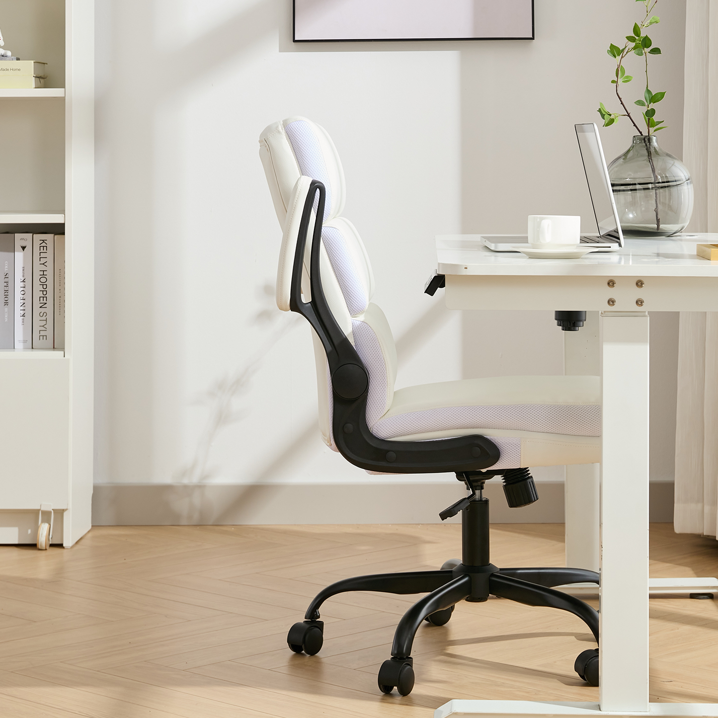 TMV Ergonomic High Back Gaming Chair - Adjustable Desk Office Chair with Lumbar Support, Perfect as Computer Desk Chair，White