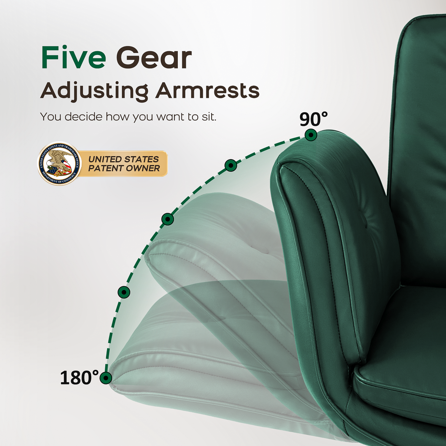 TMV Vanity Chair Oversized, Criss Cross Design Office Desk Chair - Big & Tall Computer Chair with Foldable Arms, Swivel and Wheels,Green