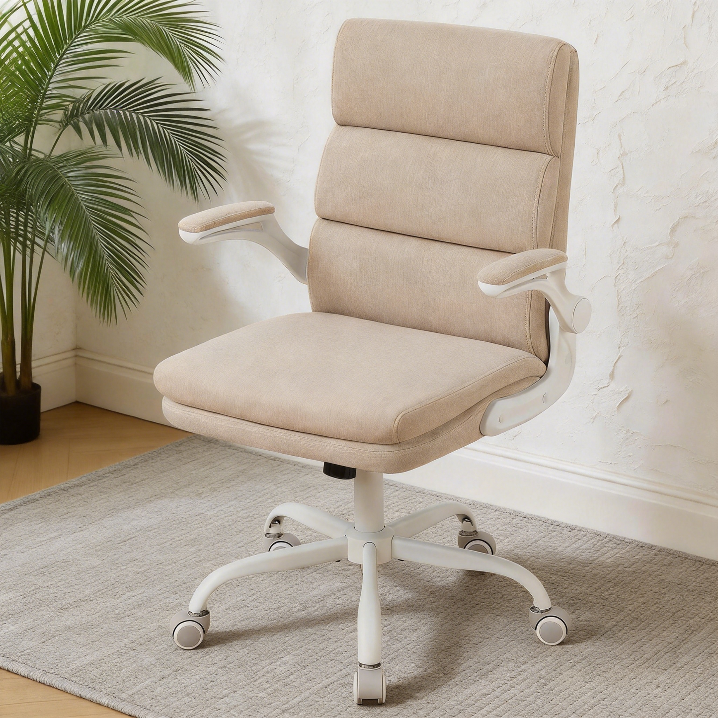 TMV Home Office Chair,Ergonomic Desk Chair with Lumbar Support,Executive Chair for Work from Home–Adjustable Height,Beige