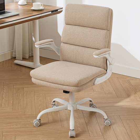 TMV Home Office Chair,Ergonomic Desk Chair with Lumbar Support,Executive Chair for Work from Home–Adjustable Height,Beige