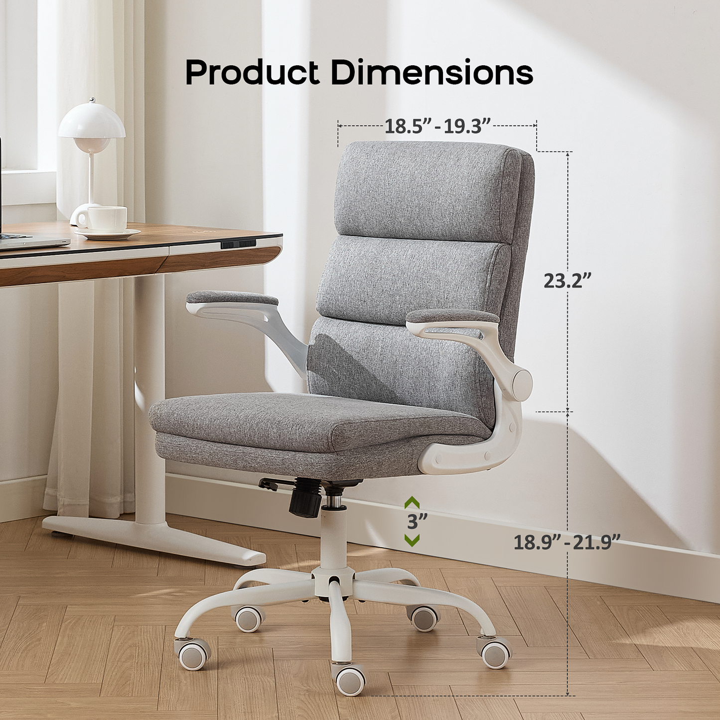 TMV Home Office Chair,Ergonomic Desk Chair with Lumbar Support,Executive Chair for Work from Home–Adjustable Height,Cement Gray