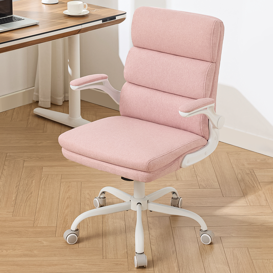 TMV Home Office Chair,Ergonomic Desk Chair with Lumbar Support,Executive Chair for Work from Home–Adjustable Height,Pink