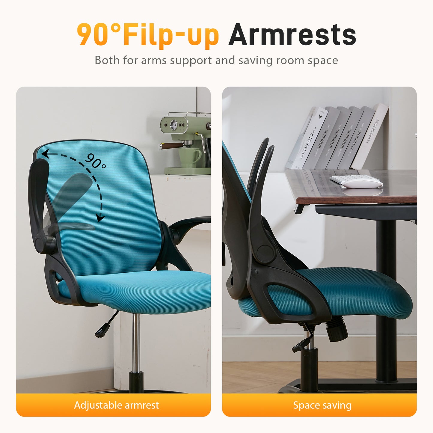 TMV Drafting Chairs Adjustable Height Desk Chair, Ergonomic Office Chair with Foot Rest, Computer Chair,Black-Blue