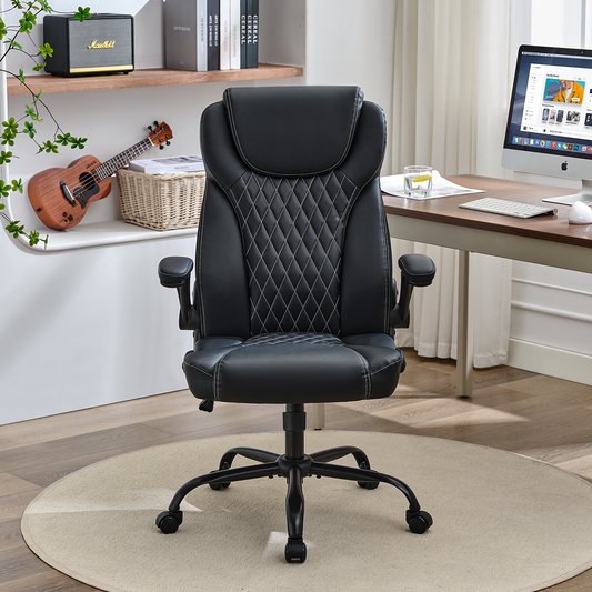 TMV 10-Position Adjustable Office Chair, Reclining Work Chair with Lumbar Support, Black