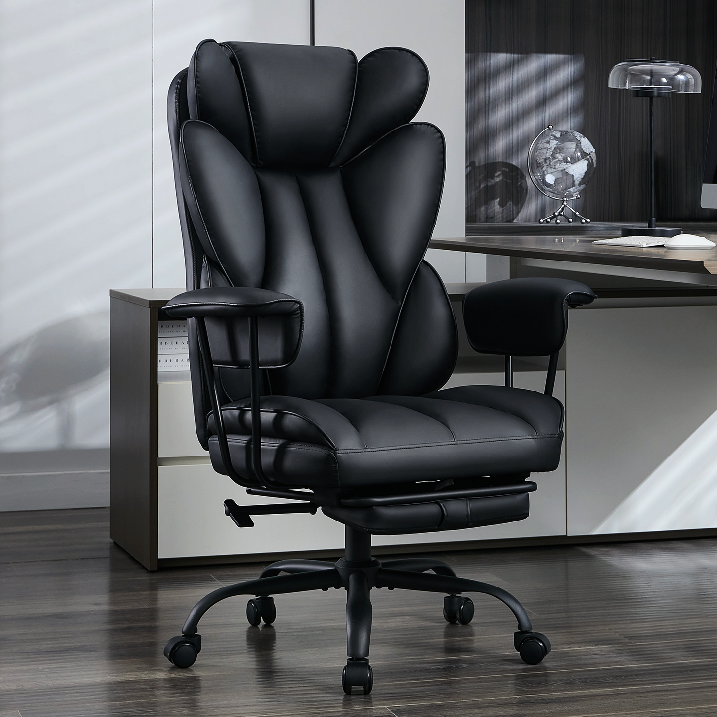 TMV Ergonomic Office Chair Gaming Chair Desk Chair Computer Chair with Wide Seat, Adjustable Height, Lumbar Support, Swivel Task Chair for Home Office，Black