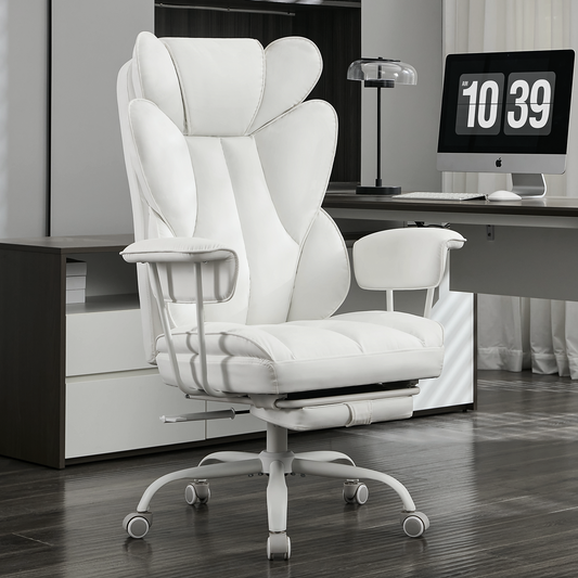 TMV Ergonomic Office Chair Gaming Chair Desk Chair Computer Chair with Wide Seat, Adjustable Height, Lumbar Support, Swivel Task Chair for Home Office，White