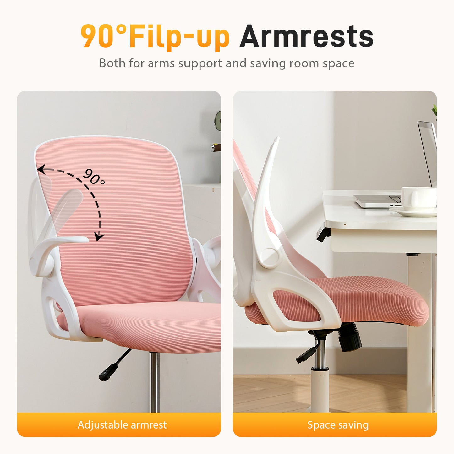 TMV Drafting Chairs Adjustable Height Desk Chair, Ergonomic Office Chair with Foot Rest, Computer Chair,White-Pink